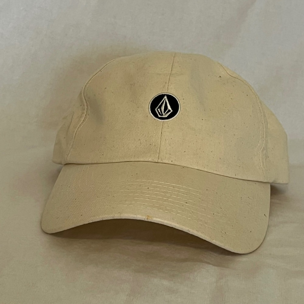 Volcom Mens Stone‎ Logo Dad Hat Adjustable Strapback Cream Off-White Cap OSFM
